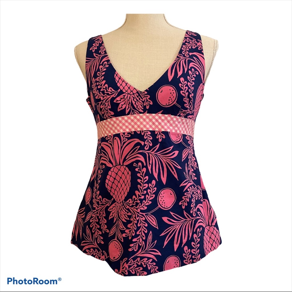 Lilly Pulitzer Top Pineapple Cherries Fruit Print